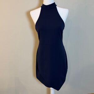 Windsor Navy Sleeveless Mock Neckline Large Asymmetrical hemline Dress L